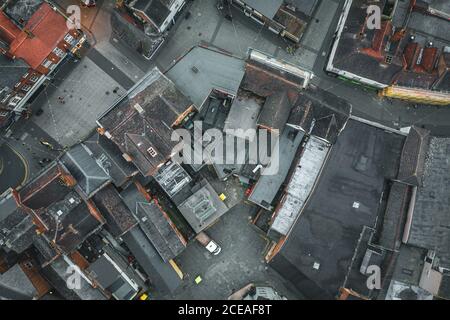 Vista aerea dall'alto sul centro storico di Welligton in Regno Unito Foto Stock