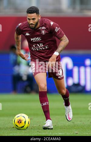 METZ, FRANCIA - 30 AGOSTO: Dylan Bronn di Metz durante la partita tra FC Metz e MONACO il 30 agosto 2020 a Metz, Paesi Bassi. *** Local Caption *** Dylan Bronn Foto Stock