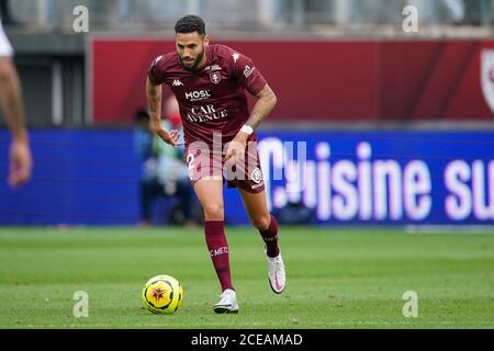 METZ, FRANCIA - 30 AGOSTO: Dylan Bronn di Metz durante la partita tra FC Metz e MONACO il 30 agosto 2020 a Metz, Paesi Bassi. *** Local Caption *** Dylan Bronn Foto Stock