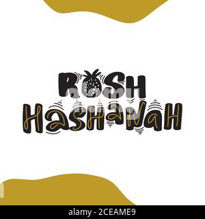 Rosh Hashanah - scritta disegnata a mano. Festa ebraica. Illustrazione Vettoriale