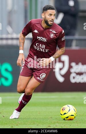 METZ, FRANCIA - 30 AGOSTO: Dylan Bronn di Metz durante la partita tra FC Metz e MONACO il 30 agosto 2020 a Metz, Paesi Bassi. *** Local Caption *** Dylan Bronn Foto Stock