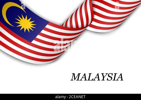 Nastro ondulato o banner con bandiera della Malesia Illustrazione Vettoriale