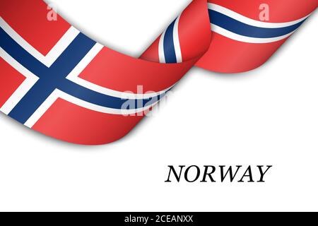 Nastro ondulato o banner con bandiera norvegese Illustrazione Vettoriale