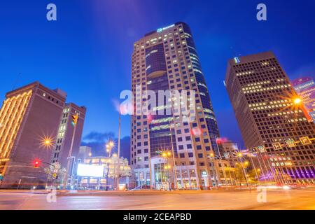 Quartiere finanziario nel centro di Winnipeg Manitoba Canada. Foto Stock