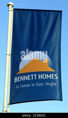 Bennett Homes, banner, bandiera, Norfolk, Inghilterra, Regno Unito, costruttori di case Foto Stock