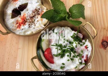 Raita di cetrioli, Asia meridionale, contorno yogurt, Foto Stock