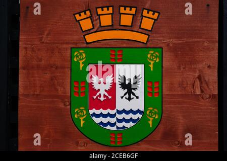 Puerto Varas, Cile. 13 febbraio 2020. Vista Puerto Varas Coat of Arms Foto Stock