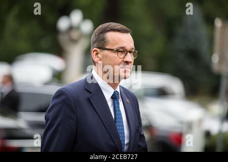 Mateusz Morawiecki, primo ministro della Repubblica di Polonia, arriva al 15° Bled Strategic Forum. I leader europei si sono incontrati al forum strategico annuale di Bled per discutere l'Europa dopo la Brexit e la pandemia di COVID-19. Foto Stock