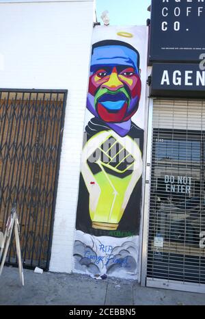 Los Angeles, California, USA 31 agosto 2020 UNA visione generale dell'atmosfera di George Floyd Street Art Mural il 31 agosto 2020 a Los Angeles, California, USA. Foto di Barry King/Alamy Stock foto Foto Stock