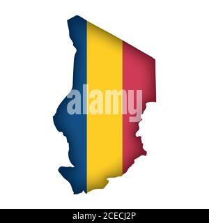 Mappa di bandiera del Ciad Illustrazione Vettoriale