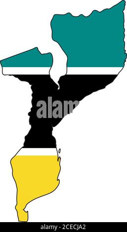 Bandiera della mappa del Mozambico Illustrazione Vettoriale