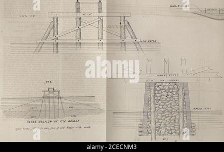 . La rivista canadese ; un repertorio di industria, scienza e arte ; e un resoconto dei lavori del Canadian Institute. ONS, che sarebbe un grande vantaggio,- sufficientemente importante per giustificare il costo del ponte. Certo, se la Compagnia aveva molto tempo e mezzi illimitati, sarebbe meglio riempire il lago mentre andavano, lasciando solo l'apassaggio per le acque ; ma, nelle loro circostanze, questo è del tutto impossibile, perché avrebbe richiesto un esborso così ampio im-mediate, con una prospettiva così remota di remunerazione,che il progetto sarebbe stato ucciso. Il ponte wa Foto Stock