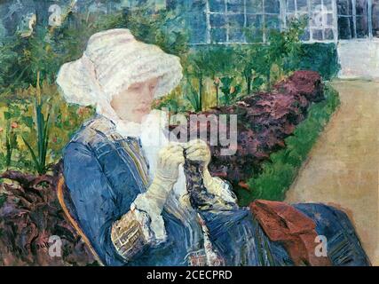 Cassatt Mary - Lydia Cocheting nel Giardino di Marly 1880 - Scuola Francese - XIX secolo Foto Stock