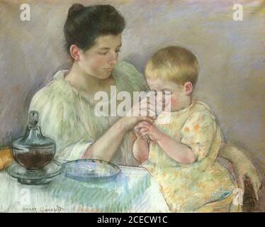 Cassatt Mary - Madre che alimenta il bambino - Scuola di Francese - 19 ° secolo Foto Stock