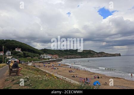 La spiaggia, Sandsend Foto Stock