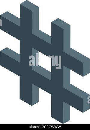 Icona digitale detox hashtag, stile isometrico Illustrazione Vettoriale