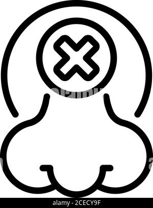 Non odorare icona per disabili, stile contorno Illustrazione Vettoriale