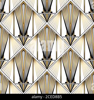 Design Art Deco. Vector oro nero sfondo bianco Illustrazione Vettoriale