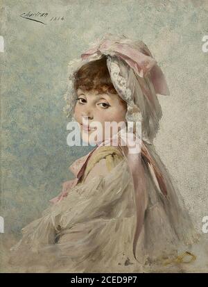 Chartran Théobald - Ritratto di Gabrielle Réjane come giovane Attrice - Scuola Francese - 19 ° secolo Foto Stock