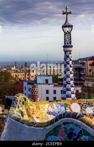 Park guell colori a Barcellona, Spagna Foto Stock