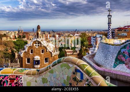 Park Guell colori a Barcellona, Spagna Foto Stock