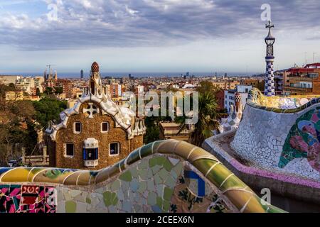 Park guell colori a Barcellona, Spagna Foto Stock