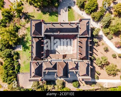 Veduta aerea del palazzo dei duchi di Braganza a Guimaraes, Portogallo Foto Stock