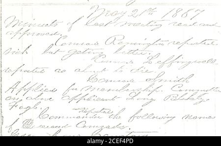 . Journal, Johnson Post n. 368, Department of Indiana, G.a.R., Montpelier, Indiana, 1884-1894. r.^. «---f fi i 1 --^^•P. / O •-. /r Foto Stock