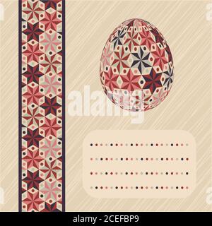 Disegno colorato della scheda di Pasqua con le uova e la bandiera. Modello banner Pasqua. Illustrazione vettoriale. Illustrazione Vettoriale