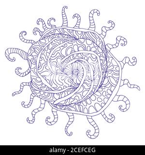 Fantastico, colore viola tropicale contorno fiore, elemento isolato Illustrazione Vettoriale