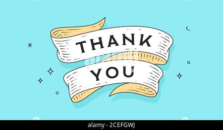 Grazie. Nastro d'epoca della vecchia scuola Illustrazione Vettoriale