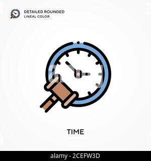 Colore lineare arrotondato e dettagliato nel tempo. Concetti moderni di illustrazione vettoriale. Facile da modificare e personalizzare. Illustrazione Vettoriale