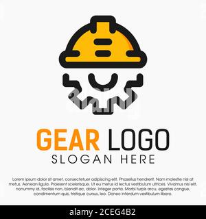 Modello di design con logo Gear isolato su sfondo bianco dalla collezione di ingegneria. Modello di progettazione di concept logo vettoriale per ingegnere, sito web e altro ancora Illustrazione Vettoriale