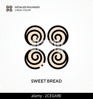 Pane dolce di colore lineo arrotondato. Concetti moderni di illustrazione vettoriale. Facile da modificare e personalizzare. Illustrazione Vettoriale