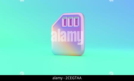 Il vivace rendering 3d colorato è il simbolo della scheda di memoria su sfondo colorato con ombra Foto Stock