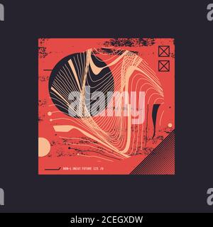 Illustrazione vettoriale geometrica digitale, stampa t-shirt, poster, copertina Illustrazione Vettoriale