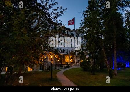 Atmosfera serale all'Hotel Cresta Palace, Celerina, Svizzera Foto Stock