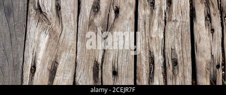 vecchio sfondo grigio in legno, panorama Foto Stock