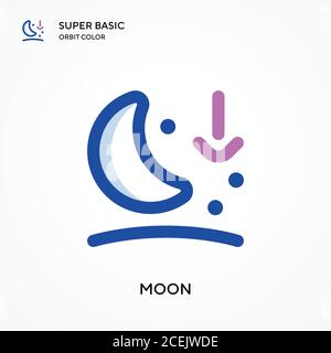 Icona vettore colore orbita super base Luna. Modello di disegno simbolo illustrazione per elemento dell'interfaccia utente Web mobile. Pittogramma moderno a colori perfetto su st modificabile Illustrazione Vettoriale