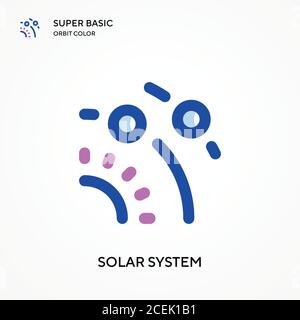 Sistema solare super base orbita colore vettore icona. Modello di disegno simbolo illustrazione per elemento dell'interfaccia utente Web mobile. Pittogramma moderno a colori perfetto su edi Illustrazione Vettoriale