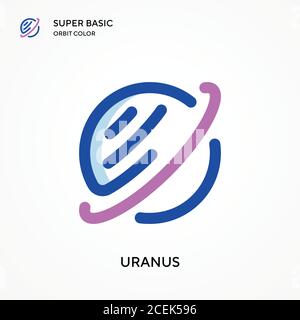 Icona del vettore di colore orbitale di base di Uranus. Modello di disegno simbolo illustrazione per elemento dell'interfaccia utente Web mobile. Pittogramma moderno a colori perfetto su modificabile Illustrazione Vettoriale