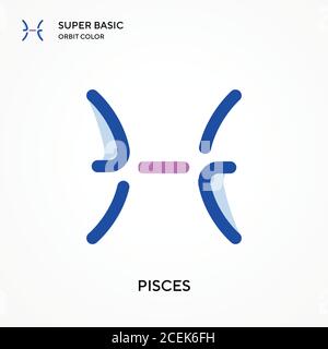 Icona vettoriale di colore orbita super base Pesci. Modello di disegno simbolo illustrazione per elemento dell'interfaccia utente Web mobile. Pittogramma moderno a colori perfetto su modificabile Illustrazione Vettoriale