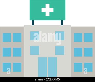 icona dell'edificio ospedaliero su sfondo bianco, stile piatto, illustrazione vettoriale Illustrazione Vettoriale