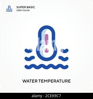 Icona vettore di colore orbitale super base della temperatura dell'acqua. Modello di disegno simbolo illustrazione per elemento dell'interfaccia utente Web mobile. Pittogramma moderno di colore perfetto o Illustrazione Vettoriale