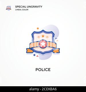 Icona di colore lineare speciale della polizia. Concetti moderni di illustrazione vettoriale. Facile da modificare e personalizzare. Illustrazione Vettoriale