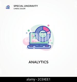 Icona di colore lineare speciale ungravity Analytics. Concetti moderni di illustrazione vettoriale. Facile da modificare e personalizzare. Illustrazione Vettoriale