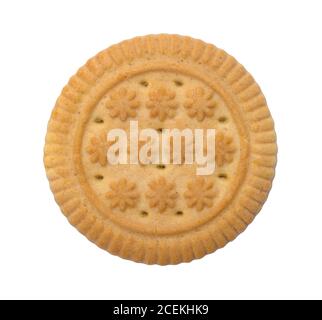 Cookie Vanilla Vista dall'alto tagliata su bianco. Foto Stock
