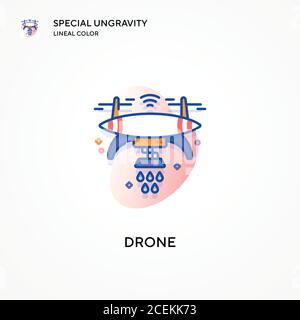Drone speciale ungravity icona di colore lineare. Concetti moderni di illustrazione vettoriale. Facile da modificare e personalizzare. Illustrazione Vettoriale