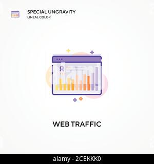 Icona di colore lineare speciale di ungravity del traffico Web. Concetti moderni di illustrazione vettoriale. Facile da modificare e personalizzare. Illustrazione Vettoriale