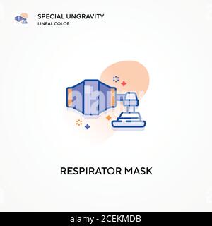 Maschera respiratore icona speciale di colore lineare a gravità libera. Concetti moderni di illustrazione vettoriale. Facile da modificare e personalizzare. Illustrazione Vettoriale